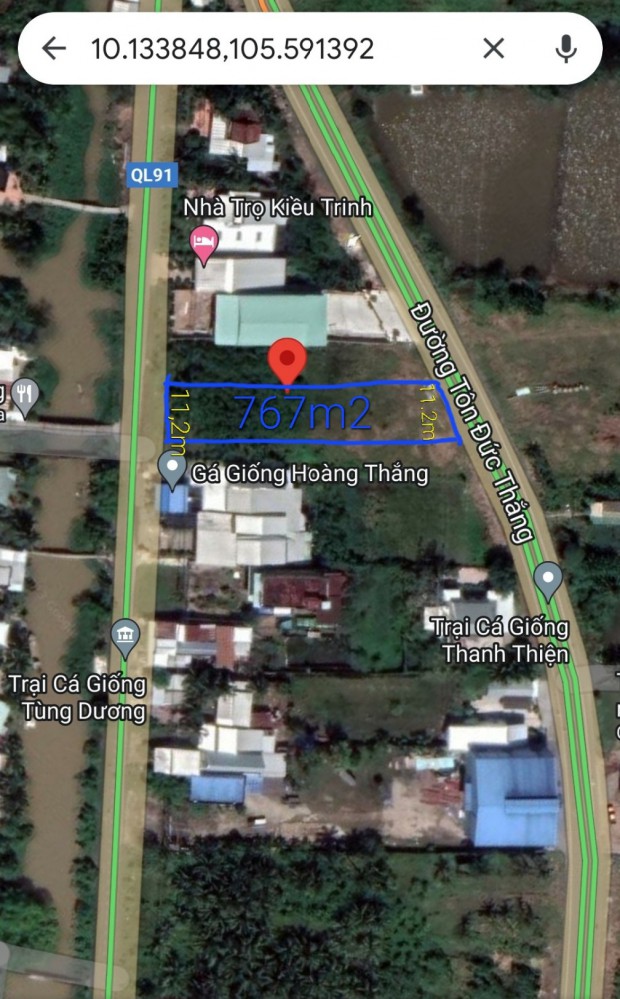 BÁN ĐẤT 2 MẶT TIỀN QUỐC LỘ 91- QUẬN Ô MÔN