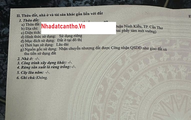 Bán 200m2 đất mặt tiền chợ An cư hồ xáng thổi cần thơ