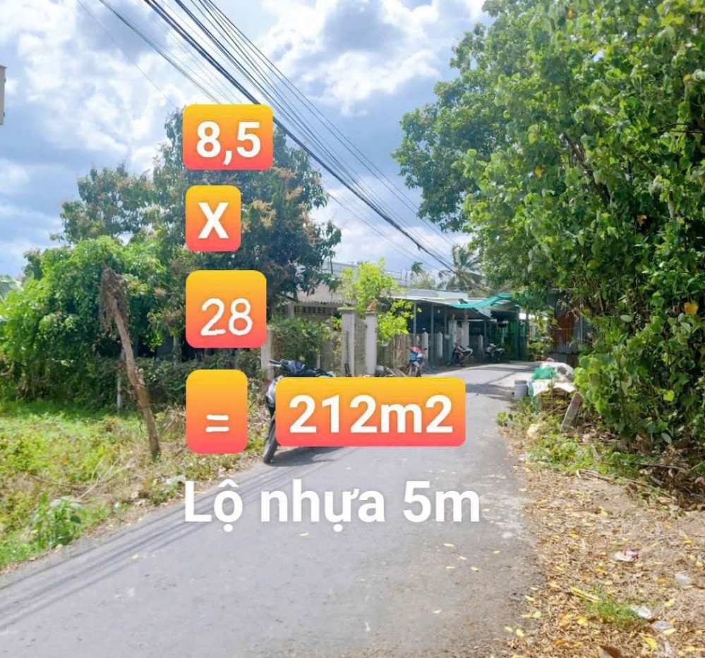 NỀN BIỆT THỰ 8,5X28 =212M2 MẶT TIỀN LỘ NHỰA - CÁCH CHỢ BA SE TỈNH LỘ 923 TẦM 1,2KM
