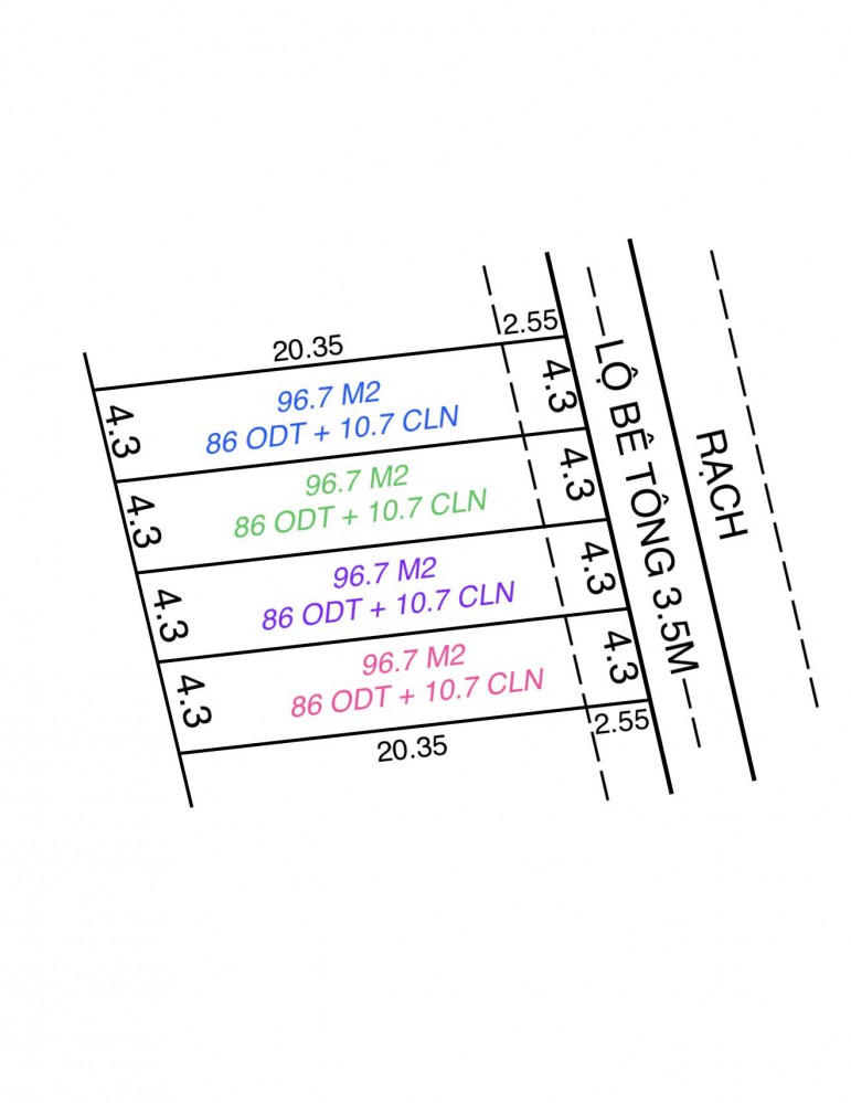 Bán Dãy 3 Nền Đẹp 96m2 - Mặt Tiền Rạch Chuối, Mỹ Khánh - P. An Bình, TPCT.