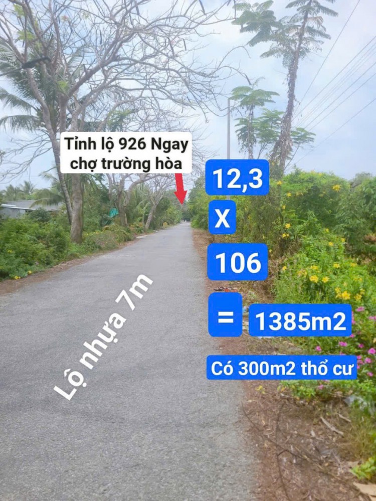 BÁN 1.385M2 MẶT TIỀN LỘ NHỰA, CÁCH CHỢ TRƯỜNG HÒA & TỈNH LỘ 926 TẦM 200M