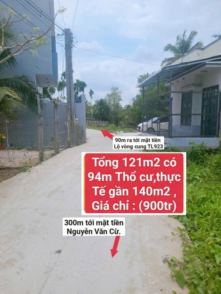 Nền Thổ Cư 2Mặt Tiền Lộ Ôtô, Cách Cầu Rạch Chuối Đ Nguyễn Văn Cừ 300m, và 90m ra tới cầu rạch chuối 923(lộ vòng cung)