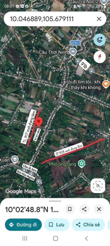 NỀN THỔ CƯ RỘNG 128m2 CÁCH TỈNH LỘ 917 MỚI TẦM 70M
