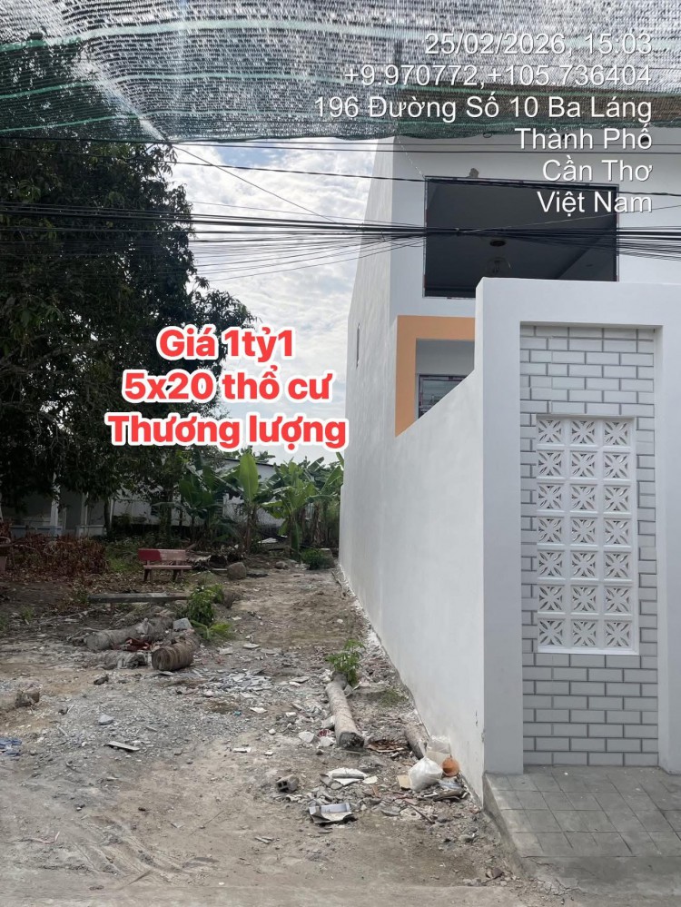 Bán nền full thổ cư lộ 5m đường sông Ba Láng.