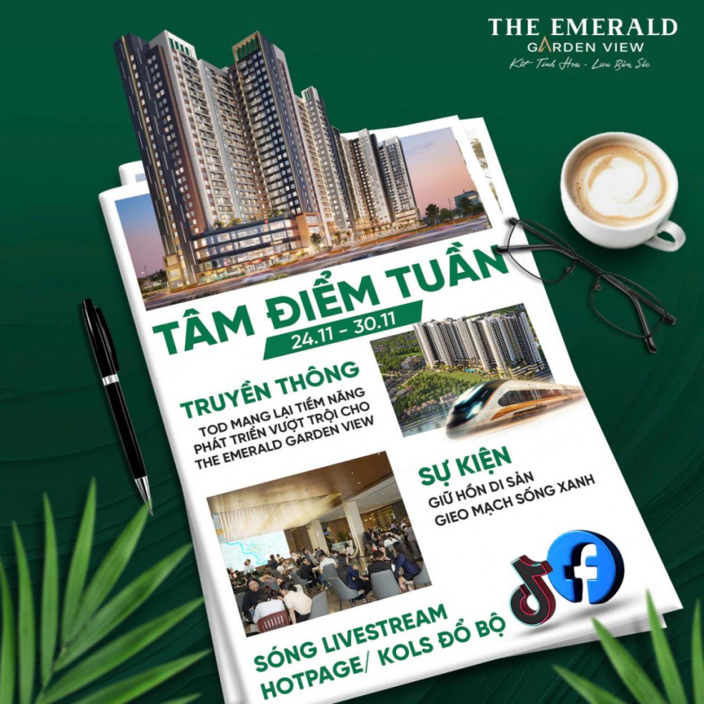 Căn hộ thiết kế chuẩn resort The EMERALD GARDEN VIEW, loại hình 1 phòng ngủ+