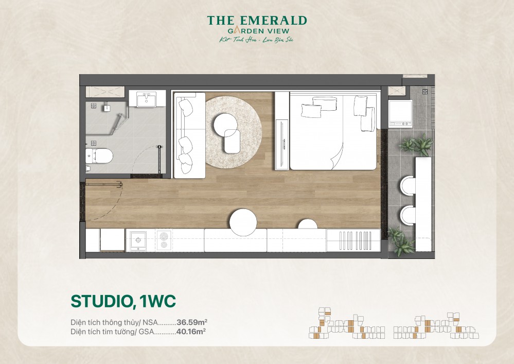 Căn hộ chung cư The EMERALD GARDEN VIEW studio